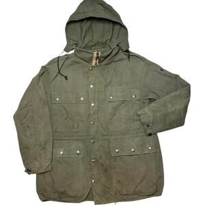 German Military Parka VTG 70s Jacket Coat Olive Cotton Shell XL